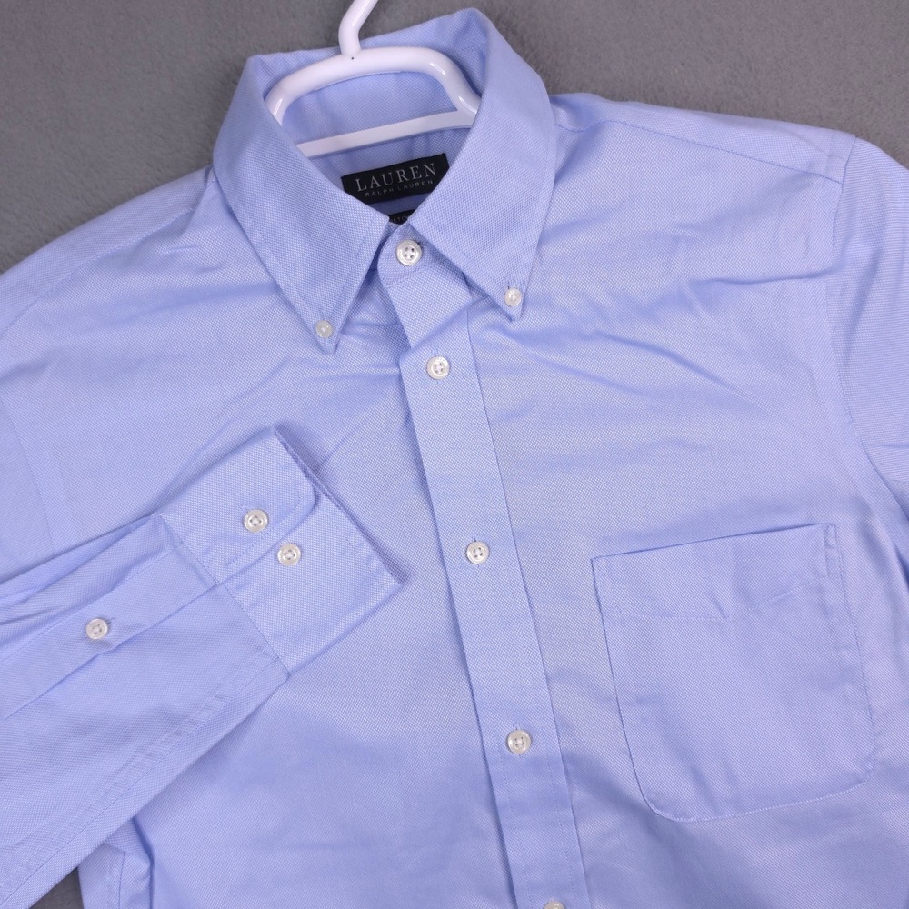 LAUREN RALPH LAUREN Dress Shirt Regular Fit Blue 14.5 32/33 Stretch Black Label - Picture 1 of 9